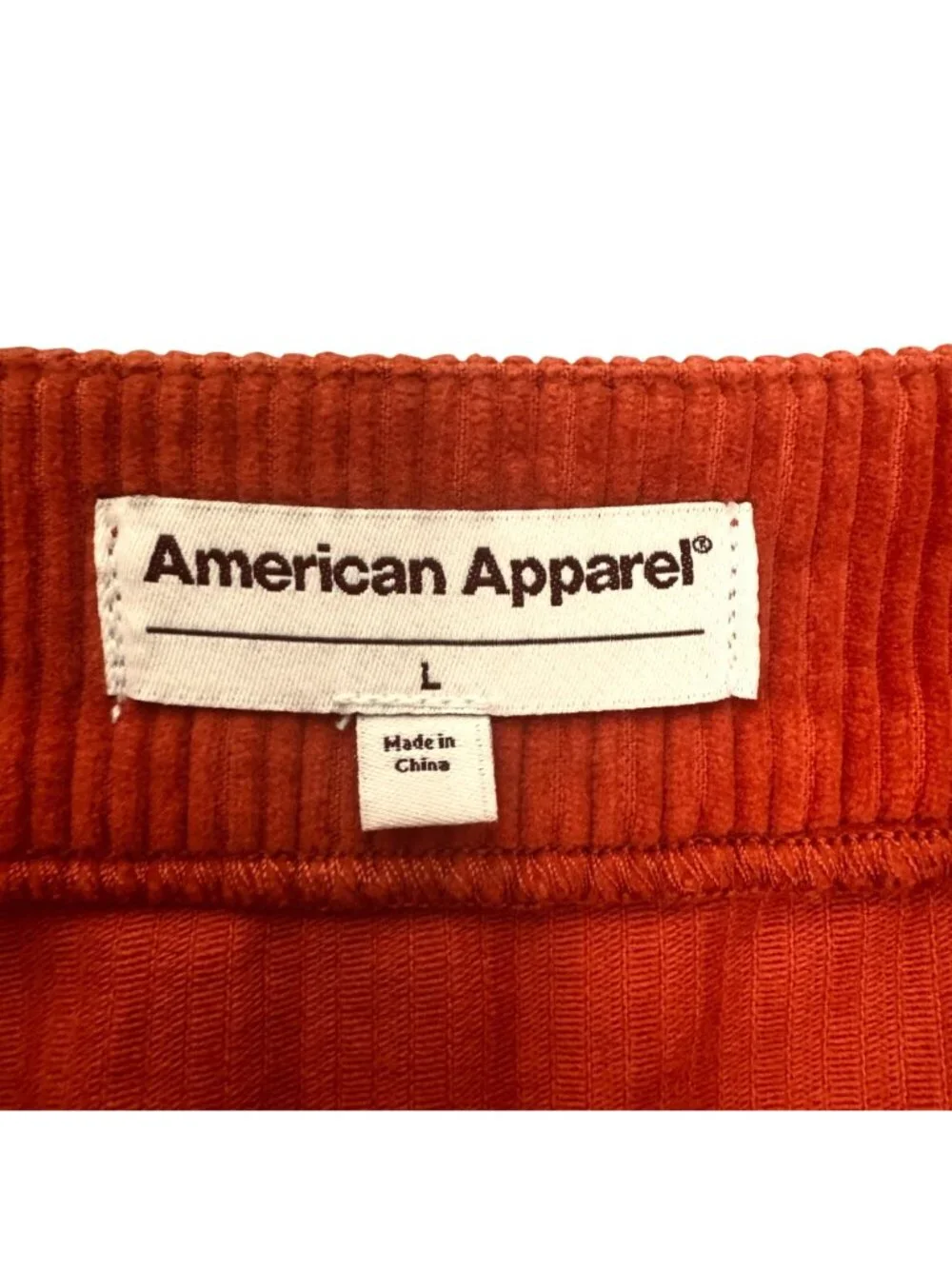 Retro Burnt Orange Corduroy Mini Skirt Size L American Apparel Full Zip Front